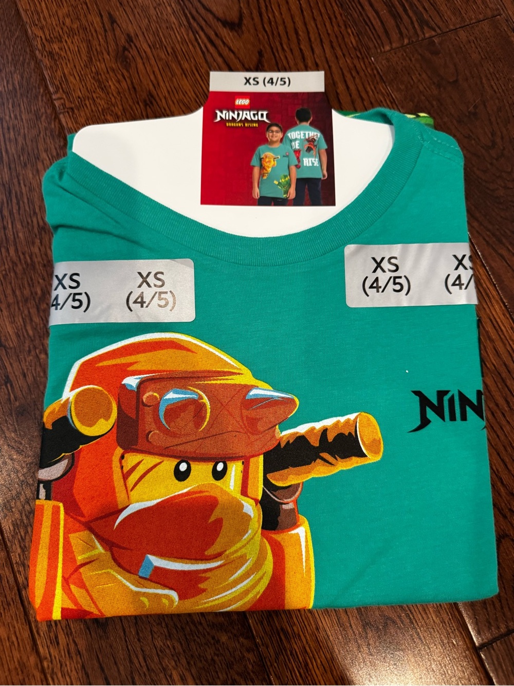 Lego Ninjago Teal Kids Short Sleeve Tee with Orange & Yellow Graphic